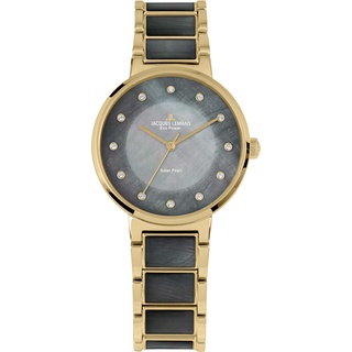 Solaruhr JACQUES LEMANS "Eco Power, 1-2108E" Armbanduhren schwarz (schwarz, goldfarben) Damen Solaruhren