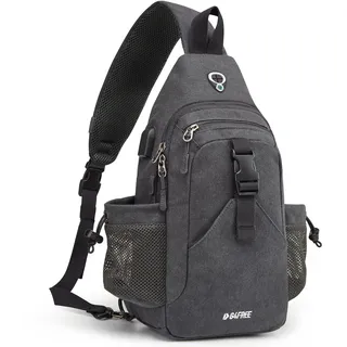 G4Free Canvas Brusttasche Schultertasche Sling Bag | Herren Damen für Reise Wandern Laufen Klettern