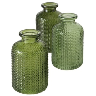 Spetebo Tischvase Glasvase 3er Set transparent grün je 10 cm (Set, 3 St., 3 Vasen) grün