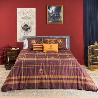 BELUM | Bettbezug Harry Potter, Bettbezug mit Knöpfen 100% Baumwolle, Modell Gryffindor, Bettbezug für 105 cm (180 x 220 cm)