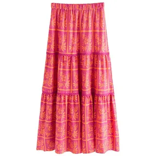 Next Maxirock Maxi-Stufenrock aus Baumwolle (1-tlg) orange|rosa 38 (Kurz)