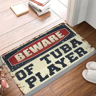 Deocr Man Cave Beware Of Tuba Spieler Teppich, einfarbig, für Bastelarbeiten, Außendekoration für Veranda (Größe: 40 x 60 cm)