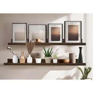 BD ART Wandregal, Schweberegal, für Fotorahmen, Bücher, 50 cm Walnuss, 1er Set, Regalbrett, Regal zur Präsentation, Dekos für Wohnzimmer, Küche, Arbeitszimme