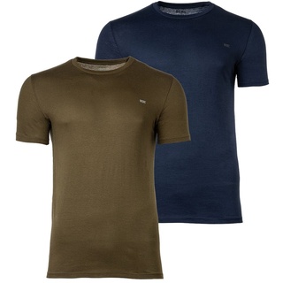 DIESEL Herren T-Shirt 2er Pack - UMTEE-RANDAL-TUBE, Rundhals, kurzarm, Logo Blau/Khaki S