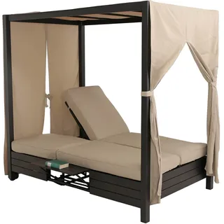 Mendler HWC-O18 Lounge-Gartenliege schwarz/beige