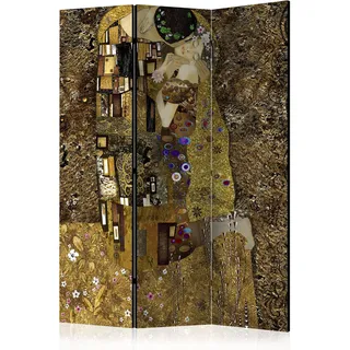murando Raumteiler Klimt Kuss Foto Paravent 135x172 cm einseitig auf Vlies-Leinwand Bedruckt Trennwand Spanische Wand Sichtschutz Raumtrenner braun Gold l-A-0001-z-b