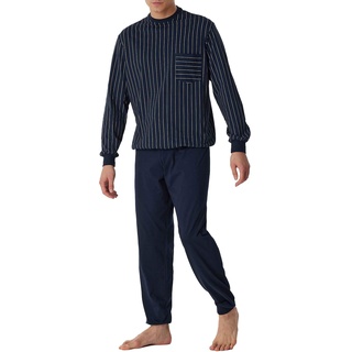 Schiesser Herren Schiesser Herren Schlafanzug Lang mit Bündchen - Nightwear Pyjamaset, Nachtblau, 25 EU
