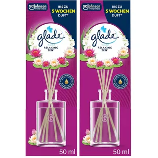 Glade Raumduft Duftstäbchen, Für Zuhause und das Badezimmer, Mit natürlichen Ölen, Relaxing Zen, Hält 5 Wochen, 50 ml (Packung mit 2)