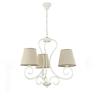Licht-Erlebnisse Kronleuchter PURAHT, ohne Leuchtmittel, Pendelleuchte Stoffschirm Landhausstil rustikal Wohnzimmer Hängelampe beige|bunt