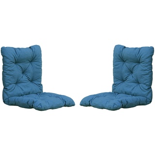 Ambientehome Sitzkissen Auflage Sitzpolster, 98 x 50 x 8 cm, 2er Set, blau/grau, 65 Prozent Baumwolle, 35 Prozent Polycotton