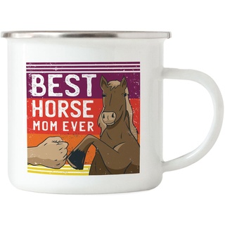 Best Horse Mum Ever Emaille Tasse Pferdehufe Hand Pferdeflüsterer Pferde Reiten Pony Mama Liebe Freiheit