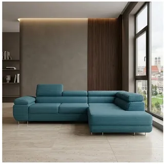 Goldstoff Ecksofa "ASTON" L-Form mit Schlaffunktion und Bettkasten Couch modern, Design Sofa Ecke mit Bettfunktion und Stauraum moderne Polstercouch 1 Teile, Moderne Wohnlandschaft Ecksofa mit Relaxfunktion und Schlaffunktion