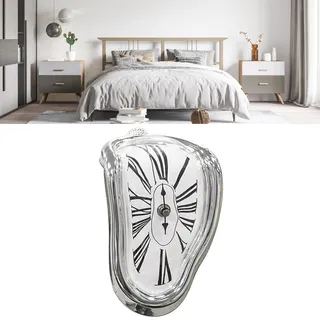 Kreative, Verdrehte Retro-uhr, Schmelzende Uhr, Eck-tischuhr, Uhr Mit Römischen Ziffern, Rechtwinklig Verzerrte Retro-uhr, Silberfarben