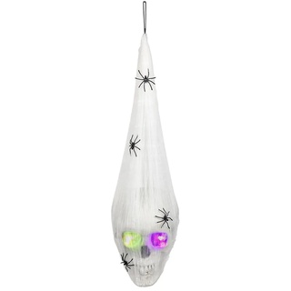 Boland 73077 - Spinnennetz mit LED Schädel, Halloween Dekoration mit Licht inkl. Batterien, Deko Schädel, Party Deko