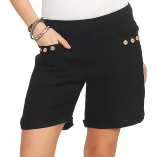Mississhop Leinenhose Damen Shorts Leinenshorts Bermuda 100 % Leinen kurze Hose 293 schwarz S (entspr. 32)