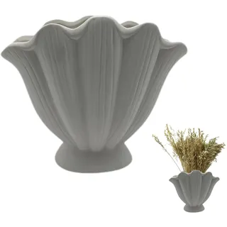 Muschelförmige Vase, einzigartige Vase, Bauernhaus-Dekoration, Schlafzimmer-Vase, Dekoration, Keramikvase mit Muschel-Design, minimalistischer Boho-Stil, moderne Keramik, Vasen, Heimdekoration für