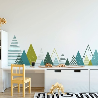 Ambiance Wandsticker für Kinder – Dekoration für Babyzimmer – selbstklebend, riesig, Kinder, skandinavische Berge, Lynka, 40 x 65 cm