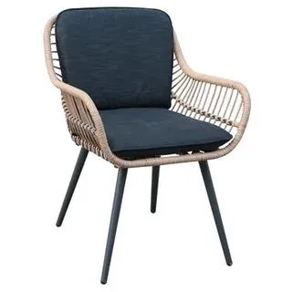 Dehner Gartenstuhl Venezia, ca. B61/H80/T67 cm, Hellbraun, Dunkelgrau, Schwarz