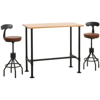 Mendler Bartisch + 2x Barhocker 60 x 110 cm Braun