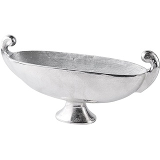 MichaelNoll Dekoschale Schale Dekoteller Aluminium Silber Deko Luxus - Moderne Dekoschale aus Metall - Tischdeko Hochzeit - Dekoration für Wohnzimmer, Esszimmer oder Küche - XL 51 cm
