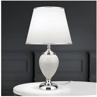 Orion - Tischleuchte OVUM 1xE27/40W/230V 48 cm Keramik weiß/Chrom - Weiß/Chrom glänzend