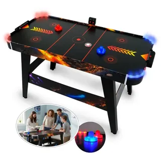 FASports Air-Hockeytisch LED Airhockeytisch für Kinder ab 8 Jahre inkl. leuchtende Pusher/Pucks, (LED Airhockey Tisch Solar Fury), Sporttisch, Spieltisch für Jugendliche mit LED-Beleuchtung 69 cm x 138 cm x 82 cm