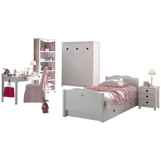 58 aufm Kessel KINDERZIMMER Kamila 13 weiß aus MDF mit Bett, Schrank und Nachtkonsole