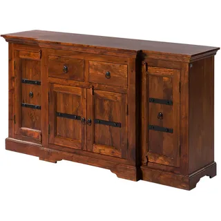 MASSIVMOEBEL24.DE Sideboard 160 x 85 x 45 cm Dunkelbraun