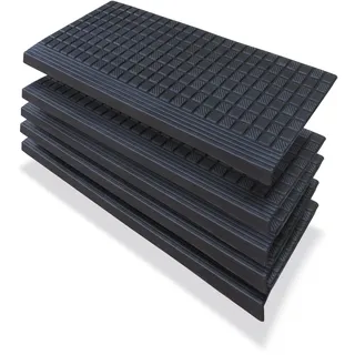 PETEX 5X Stufenmatte/Treppenmatte mit Winkelkante aus Gummi für innen und außen, 64,5 x 25 cm, selbstklebend, rutschfest