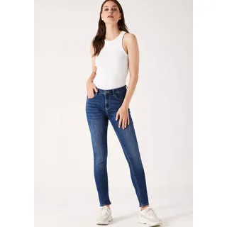 High-waist-Jeans GARCIA "Celia superslim" Gr. 26, Länge 28, blau (mediumused) Damen Jeans Röhrenjeans