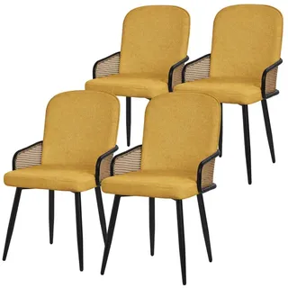 ML-DESIGN Polsterstuhl Esszimmerstühle mit Armlehne & Rückenlehne Ergonomische moderne Design (4 St), Armlehnstuhl mit Metallbeine 4er Set Senf Lounge Sessel bis 120 kg gelb