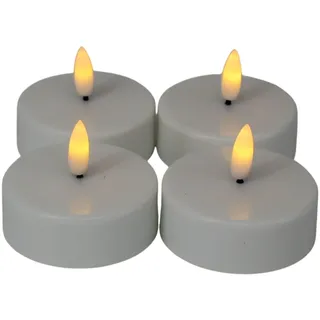 ZICOM LED Teelicht groß weiß, LED 4er Set batteriebetrieben mit Timer 6h, Batteriefach für 1x CR2032, 3V, Ø x H 5,8 x 5,5 cm, für besondere Anlässe Weihnachten, Dekoration