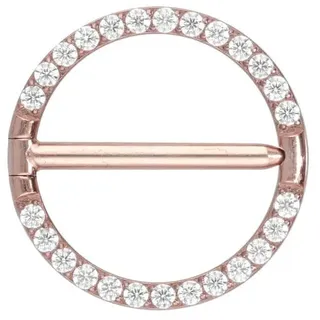 PIERCINGLINE Titan Nippelpiercing Clicker RING + EINGEFASSTE KRISTALLE