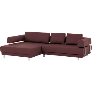 Stylife Ecksofa, Bordeaux, Metall, Echtleder, Dickleder, 3-4-Sitzer, Füllung: Polyurethan (Pur), Ottomane links, L-Form, 307x188 cm, Goldenes M, Typenauswahl, Fußauswahl, Lederauswahl, Stoffauswahl, seitenverkehrt erhältlich, individuell planbar, Wohnzimmer, Sofas & Couches, Wohnlandschaften, Ecksofas