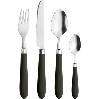 PINTINOX Besteck-Set Daisy 0 (24-tlg), 6 Personen, Edelstahl 18/0, Kunststoff, mit farbigem Kunststoffgriff schwarz