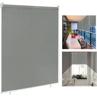 LARS360 Außenrollo Balkon Außenrollo Senkrechtmarkise Rollo Beschattung Balkonrollo Sichtschutzrollo Außensonnenschutz Sonnenschutz UV-Schutz (140 x 240 cm, Grau)