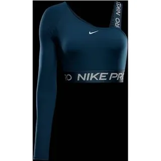 NIKE Damen Shirt Pro Shine Dri-FIT Asymmetrical Cropped Top, Größe M in Schwarz Schwarz