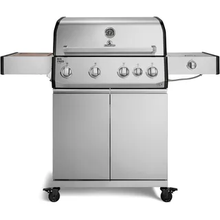 BURNHARD® Gasgrill 4-Brenner, 21,2 kW Gesamtleistung, Infrarot-Keramikbrenner, Seitenkochfeld, Edelstahl, Edelstahlrost, große Grillfläche, Piezo-Zündung – Big FRED Deluxe