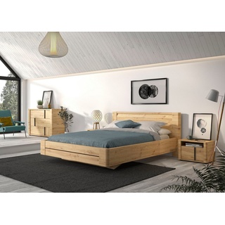 Gami Schlafzimmer-Set Confidence, (4-St., Bett, 2x Nachttisch und Kommode), aus Kiefernholz, mit Bett, 2x Nachttisch und Kommode braun