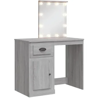 vidaXL Schminktisch mit LED-Leuchten Grau Sonoma 90x42x132,5 cm