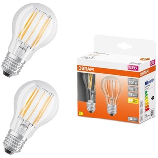 Osram LED-Leuchtmittel 2er Pack Helle LED E27 Filament Glühbirne, E27, Warmweiß
