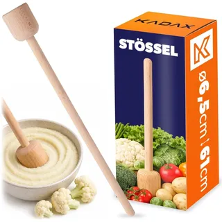 KADAX Krautstampfer aus Holz, 61 x 6.5 cm, Sauerkrautstampfer, Stampfer für Fermentieren von Sauerkraut, Kartoffelstampfer, Holzstößel, Handstampfer, Holzstampfer