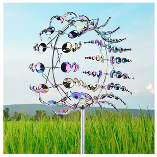 Metall Windspiel, Wind MüHle, Windrad Garten Deko, Wind Sculptures & Spinners, füR Garten Rasen Hof Im Freien Dekoration,Colorful