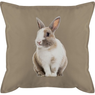 Shirtracer Dekokissen Hasenmotiv Ostern Hase Motiv Hasen, Osterkissen beige|braun