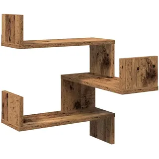 Kaorsrow Wand-Eckregal Altholz-Optik 40x40x49,5 cm, Eckregal hängend aus Holzwerkstoff, platzsparendes Schweberegal für Wohnzimmer, Schlafzimmer und Büro, Wandregal zur Aufbewahrung