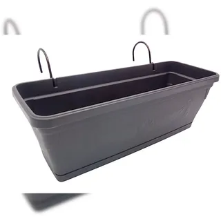 BURI Balkonkasten 50cm mit Halterung Blumenkasten Pflanzkasten Pflanztopf Blumentopf anthrazit