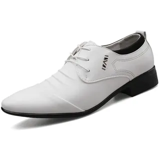 DXSYGMBN Herren Business Formelle Schuhe Schnürung Smoking Kleid Hochzeit Oxford Mode Spitze Zehenschuhe,Weiß,40 EU - 40 EU