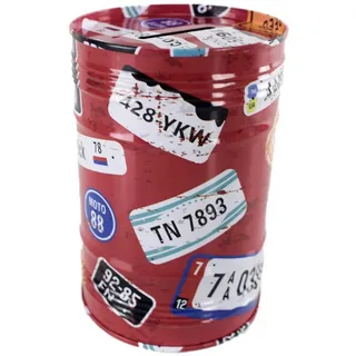 Marabellas Shop Spardose Metall-Spardose für Reisen ohne Öffnung im Roadtrip Design ca. 12,5 cm, (1-tlg), Kompaktes Format bunt|rot
