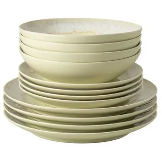 Costa Nova Geschirr-Set Taormina, Suppenschale, Casafina (by Costa Nova) - Sand Yellow (12-tlg), 4 Personen, Keramik, Hohe Brenntemperaturen, porenfrei hygienisch, wärmeschockbeständig gelb