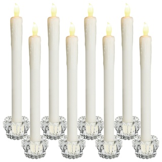 Monzana LED Stabkerzen Kerzen mit Kerzenhalter 8er Set